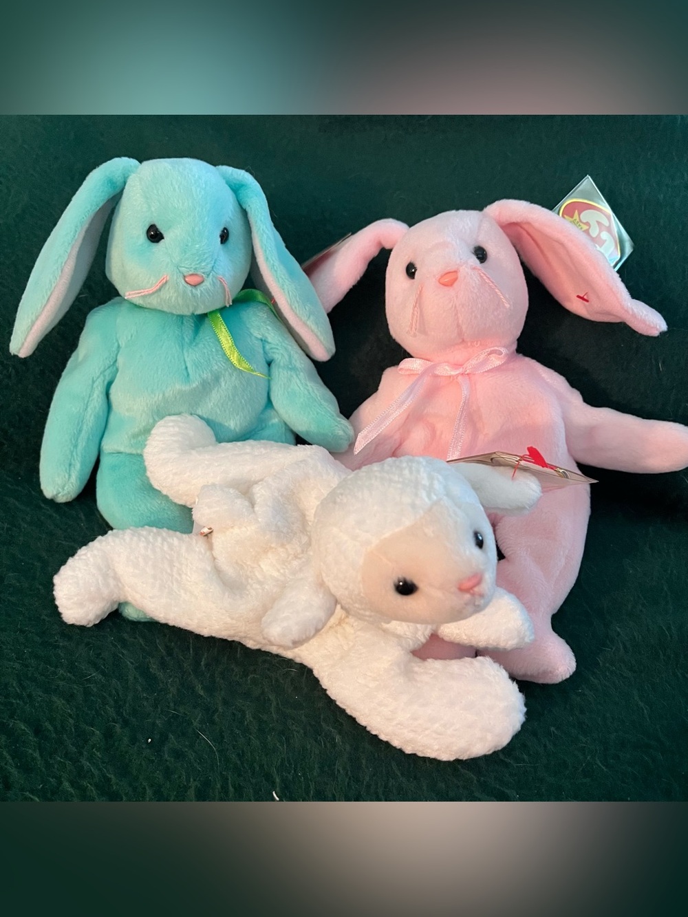 NWT Colorful Easter 1996 Lot of 3 Beanie Babies Bunny Bunny Lamb